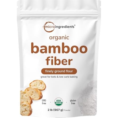 Organic Bamboo Fiber Powder, 2lbs | Keto Flour for Low-Carb Baking & Cooking | Low Calorie Flour | Rich in Silica, Prebiotics, & Minerals | Non-GMO, K