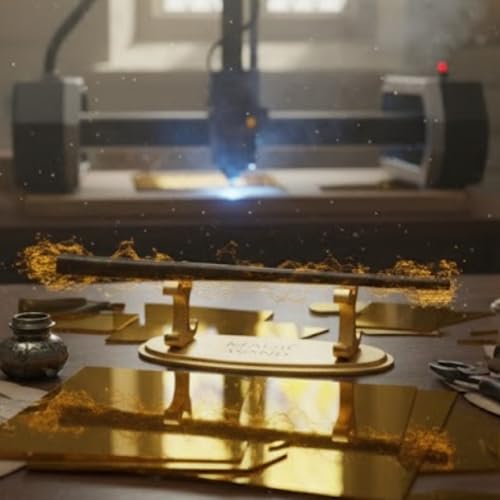 Image of Magic Wand Stand - Merchandise For Wand - Gold Finish Display Stand For Magic Stick - HP Gifts and Accessories For Fans (Wood Stand - Golden)