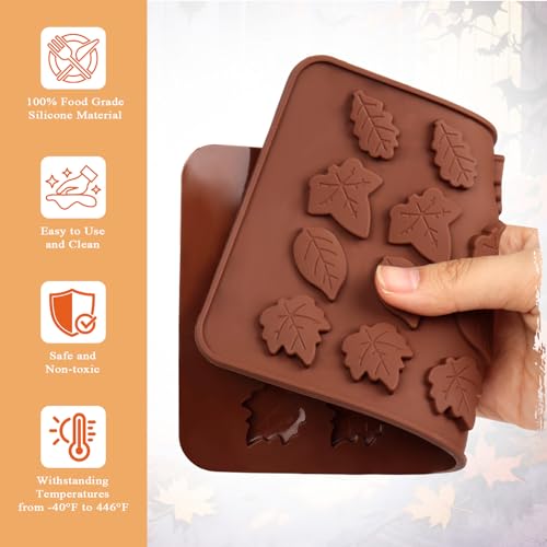 Image of 4 Pcs Pumpkin Silicone Molds, Halloween Pumpkin Candy Molds, Fall Maple Leaf Chocolate Mold for DIY Cake, Chocolate, Candy, Jelly, Wax Melt, Ice Cubes