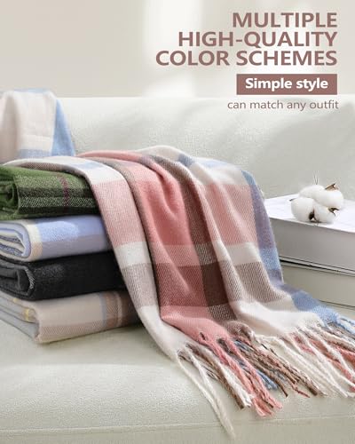 Winter Scarfs for Women - Womens Scarf Fashion Cashmere Scarf Plaid for Winter, Long Blanket, 79" x 23"4