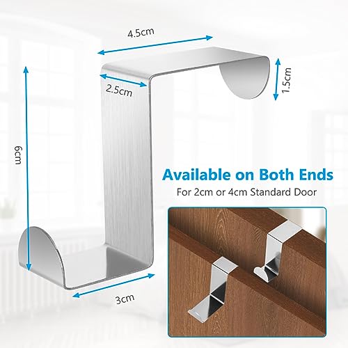 flintronic Over Door Hooks, 8PCS Heavy-Duty Over Door Hanger, Stainless Steel Coat Hooks Wall Mounted for Doors, Bedroom, Bathroom, Wardrobe, Reversible Organizer Rack for Coat, Towel, Bag, Robe - Image 4