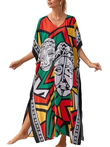 Image of Kaftan Dresses for Women Plus Size Bathing Suit Cover up Caftan Maxi Beach Dresses