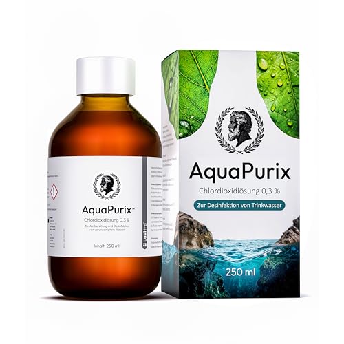AquaPurix Chlordioxidlösung 0 3% CDL 250 ml Zur Wasseraufbereitung und Desinfektion von Trink- und Brauchwasser Made in Germany