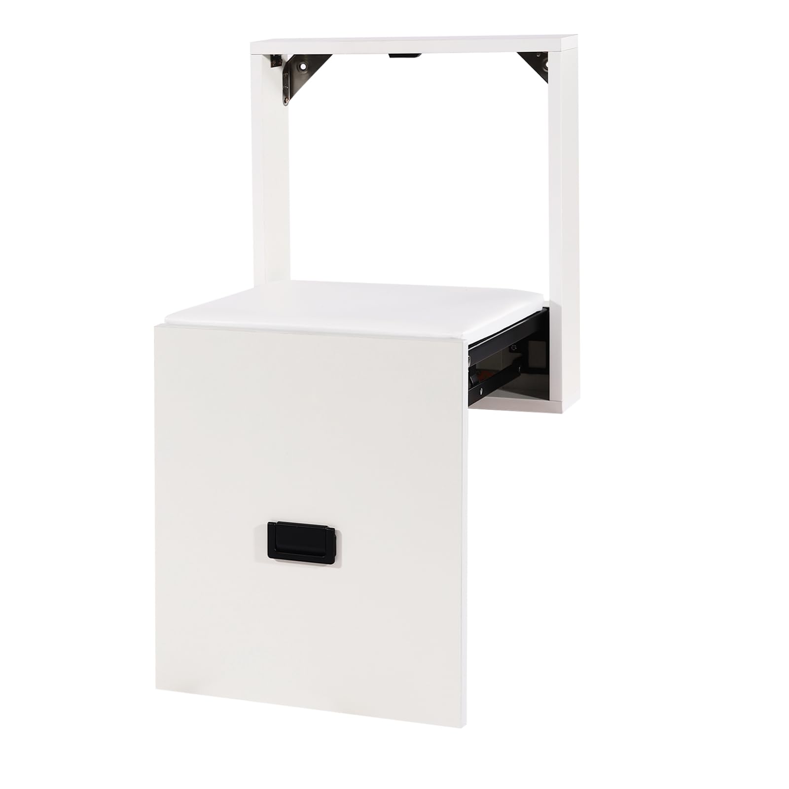 Krzesło składane ścienne, 35,5 x 36,5 cm, składane siedzisko, ściana krzesło składane, obciążenie całkowite 150 kg, montowany na ścianie, składany taboret na buty (czysta biel)