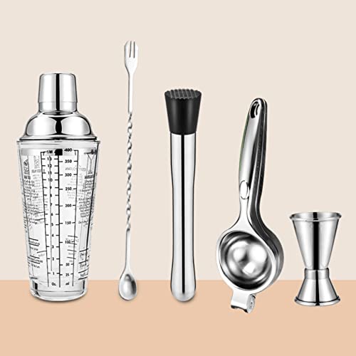 カクテルシェーカー 5点セット 400ml バーテンダー スノー カップ バーウェアツールセット マティーニ カクテル ステンレス製 最高ツール パーティーグッズ バーセット シェーカー 多用性 お酒 業務用 自家製