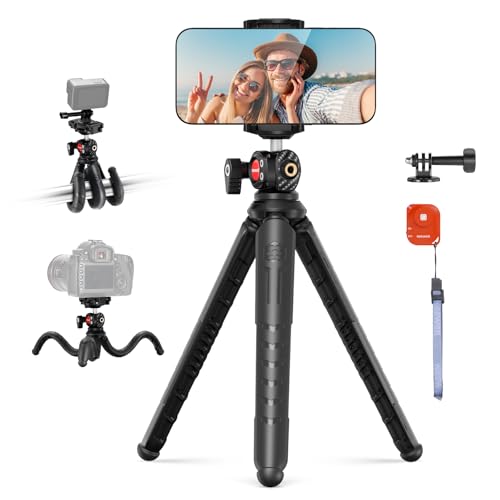 NEEWER Handy Stativ Mini Tripod Flexible mit Fernbedienung, Halterung Smartphone Vlog Selfie Stock, Action Kamera Adapter Handystativ kompatibel mit iPhone GoPro Hero 13 12 11 10 Samsung Kamera TP35