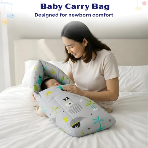 Image of Toddylon Baby Essentials for Newborn Kit 52 in 1 Cotton Combo | Newborns Infant Essentials Kit 0-6 Months | Infants Combo Set with Mattress Clothes & Hospital Kit (Grey)