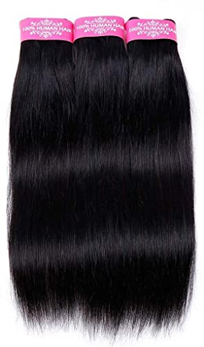 Sexycat Straight Bundles with 4x4 T Part Lace Closure Human Hair 10 10 10+10 Inch 100% Unprocessed Brazilian Virgin Hair Extensions Weave Weft Bundles with T Part Closure - Image 2