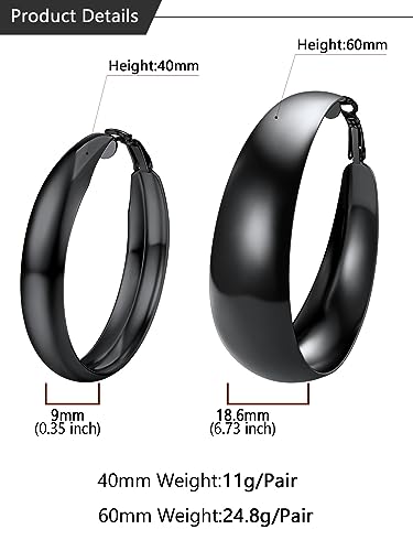 U7 Chunky Hoop Earrings for Women, Stainless Steel Hoops Earring, Classic Polished Thick Ear Jewelry, Black/Silver/Gold Hoop Earrings, 20/30/40/60/80mm3