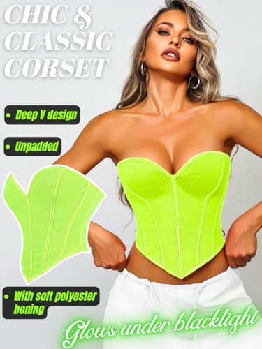 Image of ChiaoLezhee Heart Corset Top For Women, Sexy Concert Outfits Going Out, Strapless Crop Top, Overbust Bustier