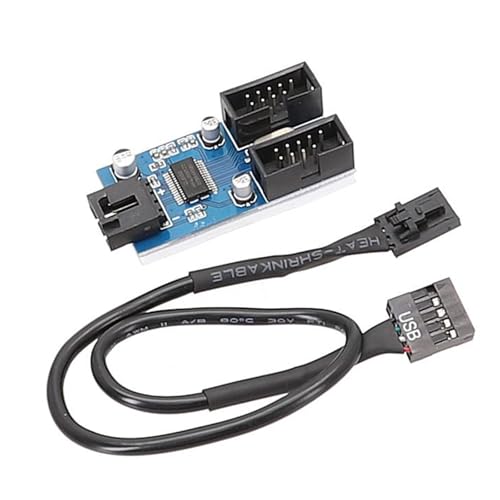 QIEIEI Motherboards USB2.0 9Pin Header 1 to 2 Extension HUBs Splitter Adapter Converters USB2.0 Female to 2 Female Cable