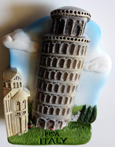WitnyStore Tiny 2⅞" Leaning Tower Pisa Italy Magnet - Miniature Hand Made Resin 3D Europe Landmark Tourist Attractions Decorative Refrigerator Fridge Magnets Décor Collectible Traveler Souvenirs Gifts