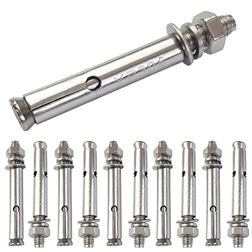 Image of 10 Pack M6x60mm Expansion Bolts Anchor Bolt 304 Stainless Steel External Hex Expansion Screw Bolt Sleeve Anchor Fastener Wall Concrete
