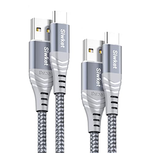 Siwket Lot de 2 câbles USB C 1M+2M - Câble de charge USB de type C tressé pour Samsung Galaxy S20 10 9 8Plus, Note 10 9 8, LG G5 G6, Sony Xperia, Huawei P30 P20 Mate20, Google Pixel, Xiaomi, etc Cover