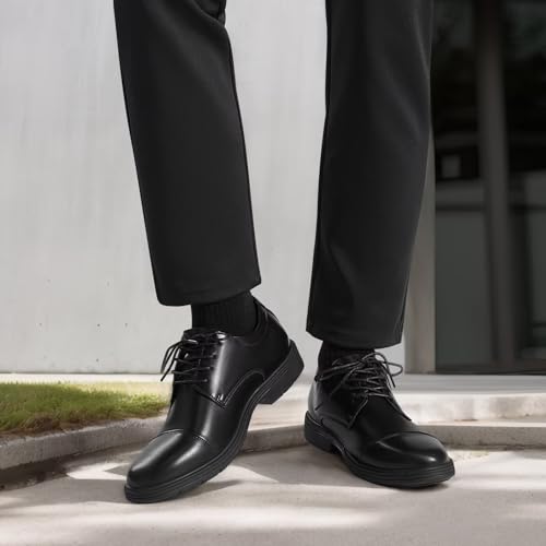 Image of Orthopedic Business Leather Dress Shoes - Arch Support Formal Wingtip Oxford Patent Shoe for Men- Plantar Fasciitis Cap Toe Comfortable Lace Up Oxfords for Tuxedo for Foot Pain Relief
