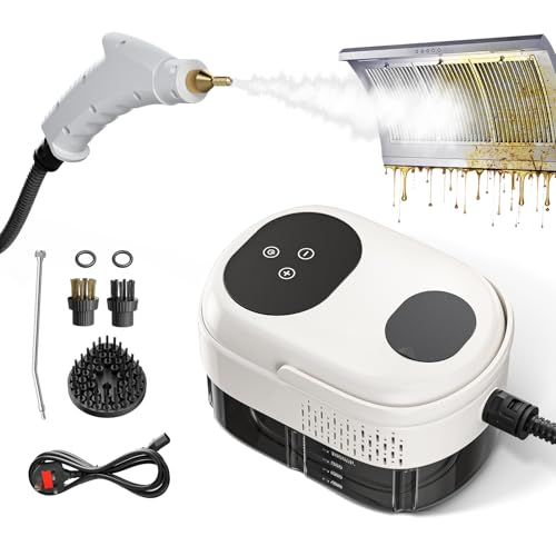 Ovshnrr Limpiador de vapor de 2500 W, limpiador de vapor de mano con 3 cabezales de cepillo para cocina, limpiador de vapor portátil de mano para uso doméstico para limpiar tapicería, baño, lechada y
