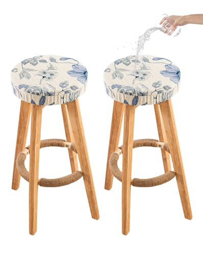 Image of CRFATOP 2 Pack Waterproof Bar Stool Covers Round Seat Slipcover,M,13 | 12-15 In Stretch Counter Cushion Protector, Washable, Pet Friendly, for Bar Kitchen Living Room Decor, No Cushion or Pad