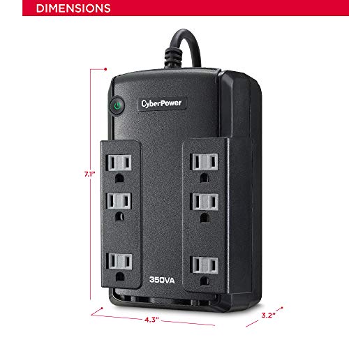 CyberPower CP350SLG Standby UPS System, 350VA/255W, 6 Outlets, Compact - Image 5