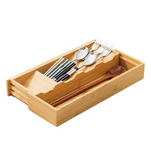 Bandeja para utensilios de cocina, cajón de utensilios de madera, bandeja organizadora de cubiertos, fácil de usar, se puede utilizar durante mucho tiempo, no es fácil de romper, 40 cm para la cocina