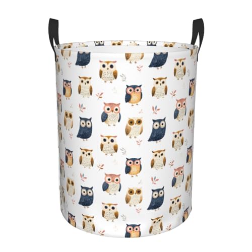 Grand panier à linge avec poignées – Joli panier à linge avec imprimé hiboux pour chambre d'enfant et bébé – Esthétique