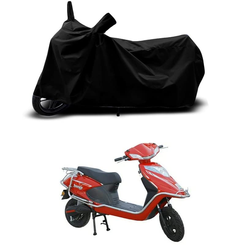 Image of 100% Scratchproof /UV-Rays /Heat Protection /Birds Dropping /Water Resistant /Dust Proof /Waterproof /Bike Scooty Two Wheeler Body Cover Compatible for Sport 63 Mid 60V LI All Varients[Black]
