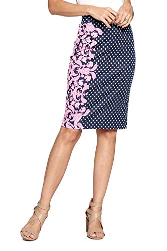 Women's High Waist Knit Stretch Multi Print Office Pencil Skirt (S-3XL) -Made in USA2