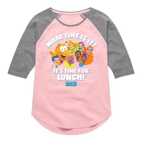 HYBRID APPAREL - Bubble Guppies - Time for Lunch - Toddler and Youth Girls Raglan Graphic T-Shirt - Size 3T