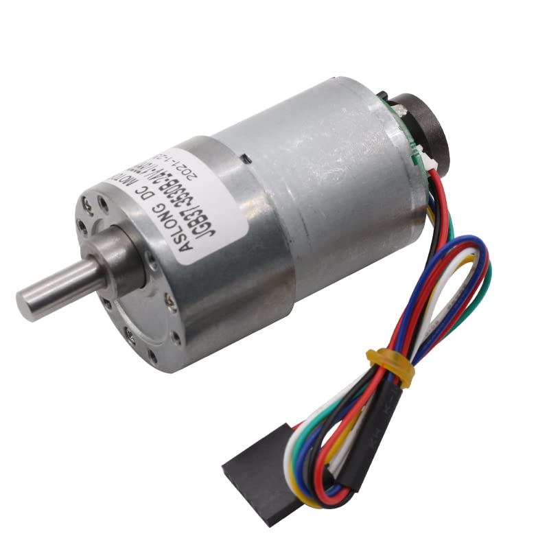 AOLONG For JGB37-3530B 12v 24v High Torque Low Rpm Permanent Magnet Mini Micro DC Gear Motor With Encoder For Testing Speed - (Speed(RPM): 111, Voltage(V): 24V)