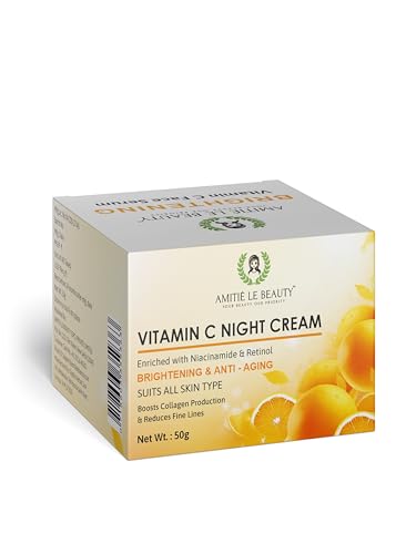 Image of Amitie Le Beauty Vitamin C Night Cream, 50g, Brightening and Anti-Aging with Niacinamide and Retinol