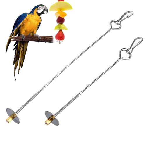 2PCS Bird Cage Food Holder with Hook, Stainless Steel Bird Feeder...