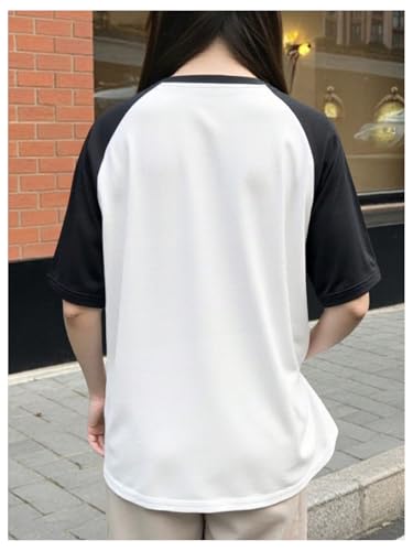 SweatyRocks Girl's Color Block Letter Graphic T Shirts Oversized Short Sleeve Crew Neck Tees2