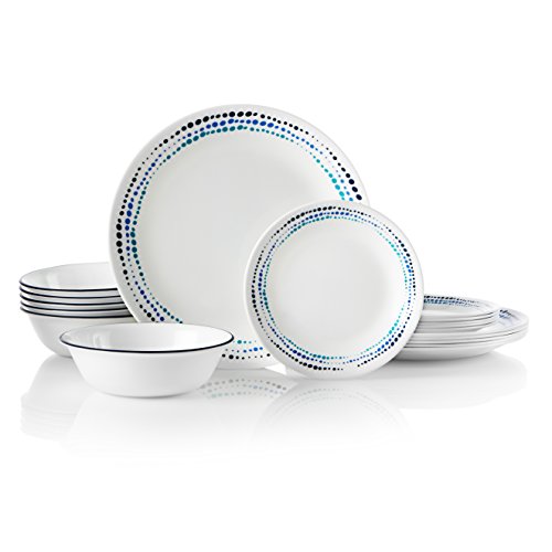 Corelle 18-Piece Service for 6, Chip Resistant, Ocean Blues Dinnerware Set