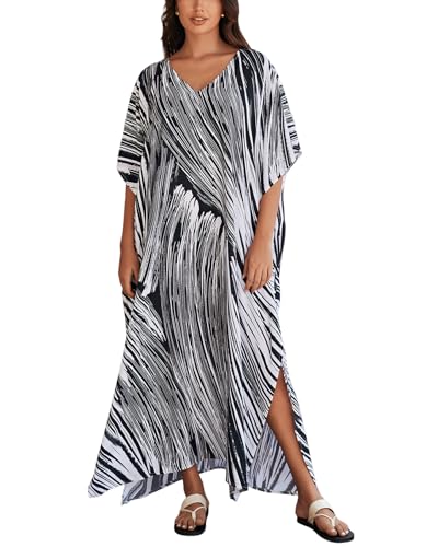 Image of NFVNKJ Women's Plus Size Beach Lounge Kaftan Maxi Dress Swimsuit Coverup for Women