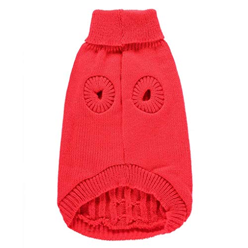 Image of Dog Sweater Soft Warm Turtleneck Knitted Clothes for Small Medium Large Pet | Comfy Wool Knit, Turtleneck & Classic Design, Easy on /off, Warm Winter Girls Boys Dogs Christmas Sweaters, Red, L