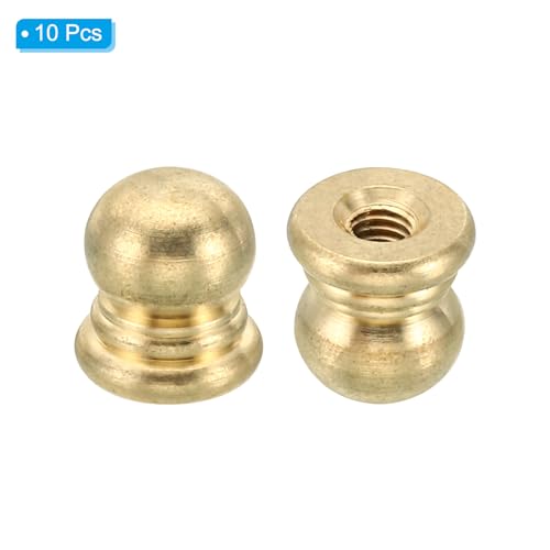 Image of PATIKIL M4x0.7 Thread Brass Cap Nuts Knob, 10 Pack Lamp Finial Decoration Screw Caps Nut Handle Knob Decoration for Lighting Furniture Cabinet, 10mm