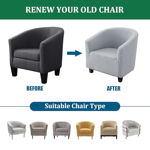 Funda de sillón barril gris extensible y lavable para hogar y restaurante 4