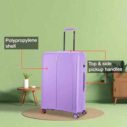Image of Nasher Miles The Line Hard-Sided Polypropylene Check-in Luggage 28 inch | 75cm | 8 Wheels Large Trolley Bag for Travel | Suitcase (Purple)