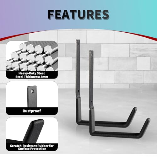 Heavy-Duty-Wall-Hooks-Utility-Hooks-Tool-Organizer-Large-Steel-U-Hooks-for-Garage-Garden-Hose-Hanger-2-Pack