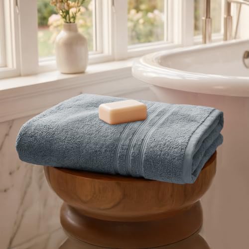 Image of MYTRIDENT Bath Towel for Men /Women | Comfort Living | Quick Drying | Travel Friendly | 1 Piece Large Size | 100% Cotton 400 GSM | 70 x 140 cm - New Grey