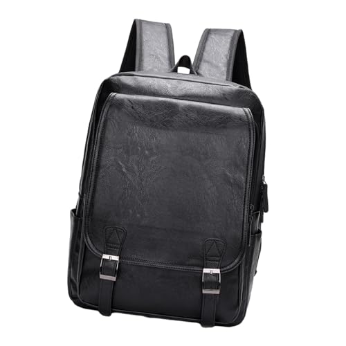 RCULWPLP Mochila para Portátil de Hombre, de Piel Sintética, para Ordenador Portátil, Mochila Informal para El Día a Día, Ideal para Senderismo, Oficina, Viaje, Negro, unico