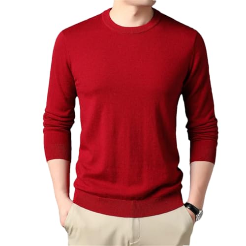 Men's Thin Woolen Sweater Men's Round Neck Base Solid Color Sweater Sweater for