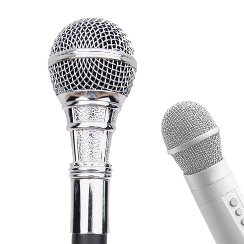 White Microphone Cane, Style Meets Function. Perfect for The Fashion - Forward Man, This Metal Cane Features a Unique White Microphone Handle.