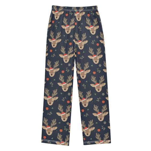 Christmas Reindeer Balls Pajama Pants Long Sleep PJ Pant Pajama Bottoms Elastic Waist Lounge Pants with 2 Pockets M