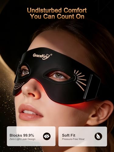 Image of Gracekey Red Light Therapy Eyes Mask 3 Colors Modes Cordless LED Eyes Mask
