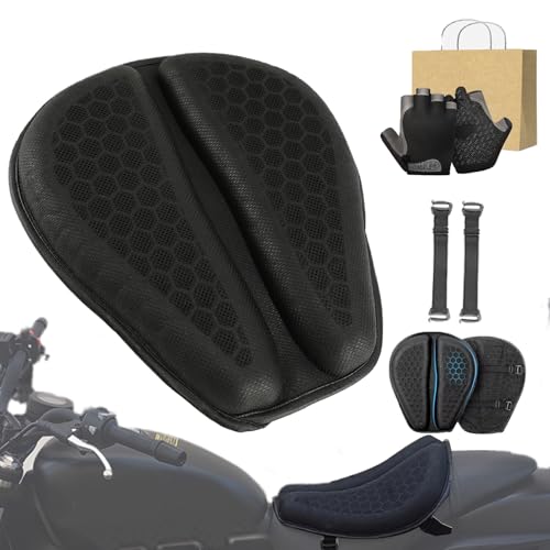 Shake Rider Cushion - Motorcycle Gel Seat Cushion 3D-Honeycomb Shock Absorption Not Stuffy Ride 3x Longer Fit All Motorcycle Types Protecting Sensitive Areas Relief No More Tailbone Soreness (1)