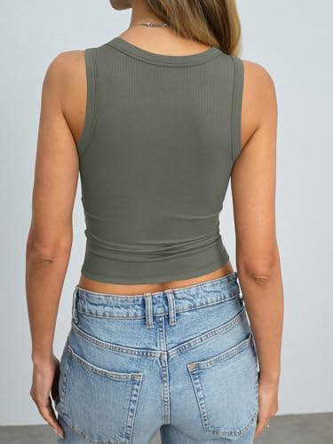 Image of Eachyes Womens Ribbed Crop Tank Tops High Neck Sleeveless Slim Fit Shirts Summer Casual Y2k Going Out Clothes 2026