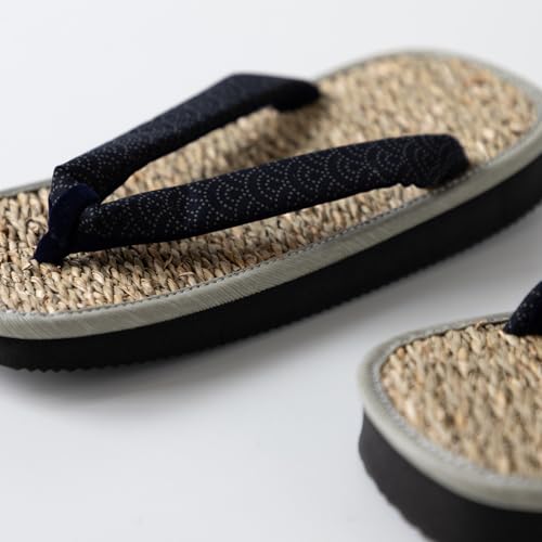 Asayu Japanese Traditional Rice Straw Setta Sandals, Made in Japan Tatami Zori, Moisture Absorbent, Odour Resistant "SameSeigaiha"2