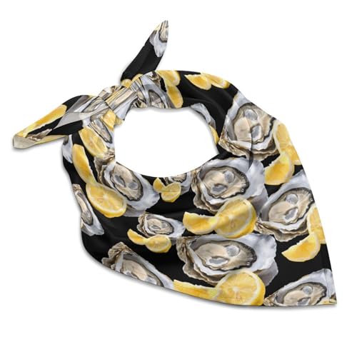 Oyster Lemon Cute Square Hair Scarves Neck Wraps Headscarf Kerchief Bandanas Unisex 18