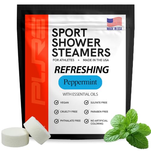 Pure Energizing Sport Shower Steamers - Natural Orange and Tea Tree Essential Oils, Made in USA, Energy Boost for Athletes, Father’s Day Gifts for Runners, Relaxing Birthday Gifts for Self Care
