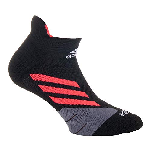 adidas Unisex Traxion Tennis No Show Sock (1-Pair), Black/Shock Red/Onix/White, Medium, (Shoe Size 6.5-9)